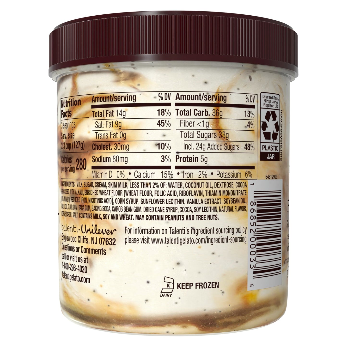 Talenti Gelato For a Delicious Frozen Dessert Caramel Cookie Crunch Made with Ingredients 1 pint