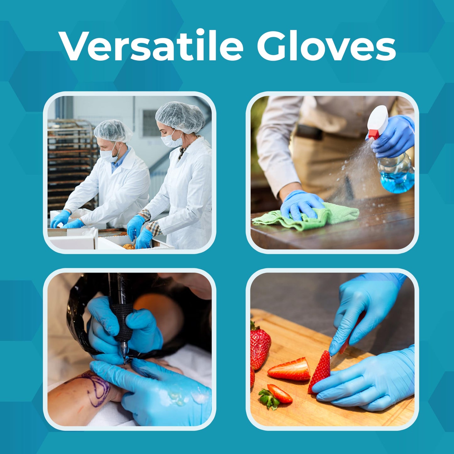 VOS Disposable Gloves| Heavy Duty | Powder Free | Latex Free Rubber | 1000 Count Box |food Safe (10 boxes of 100, X-Large)