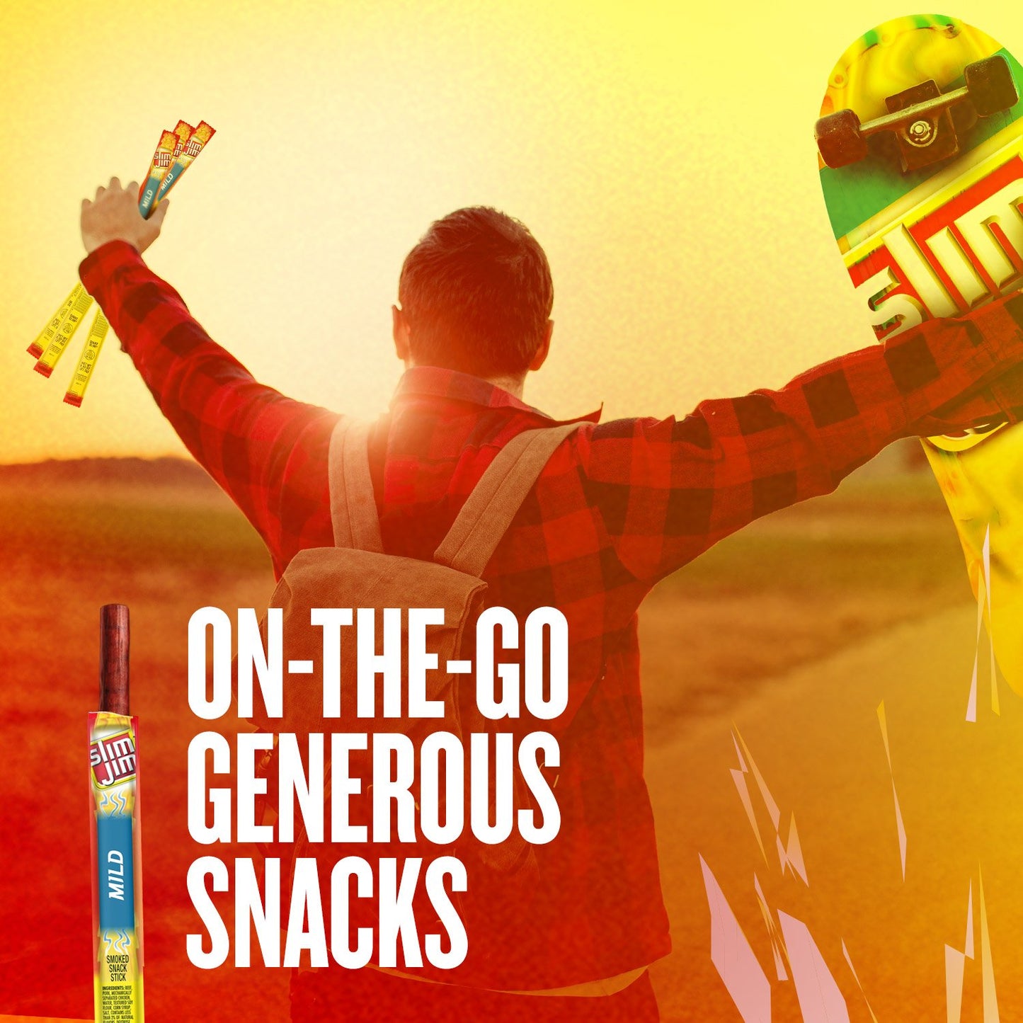 Slim Jim Giant Smoked Meat Sticks, Mild Flavor, 6g Protein Per Stick, 0.97 oz.