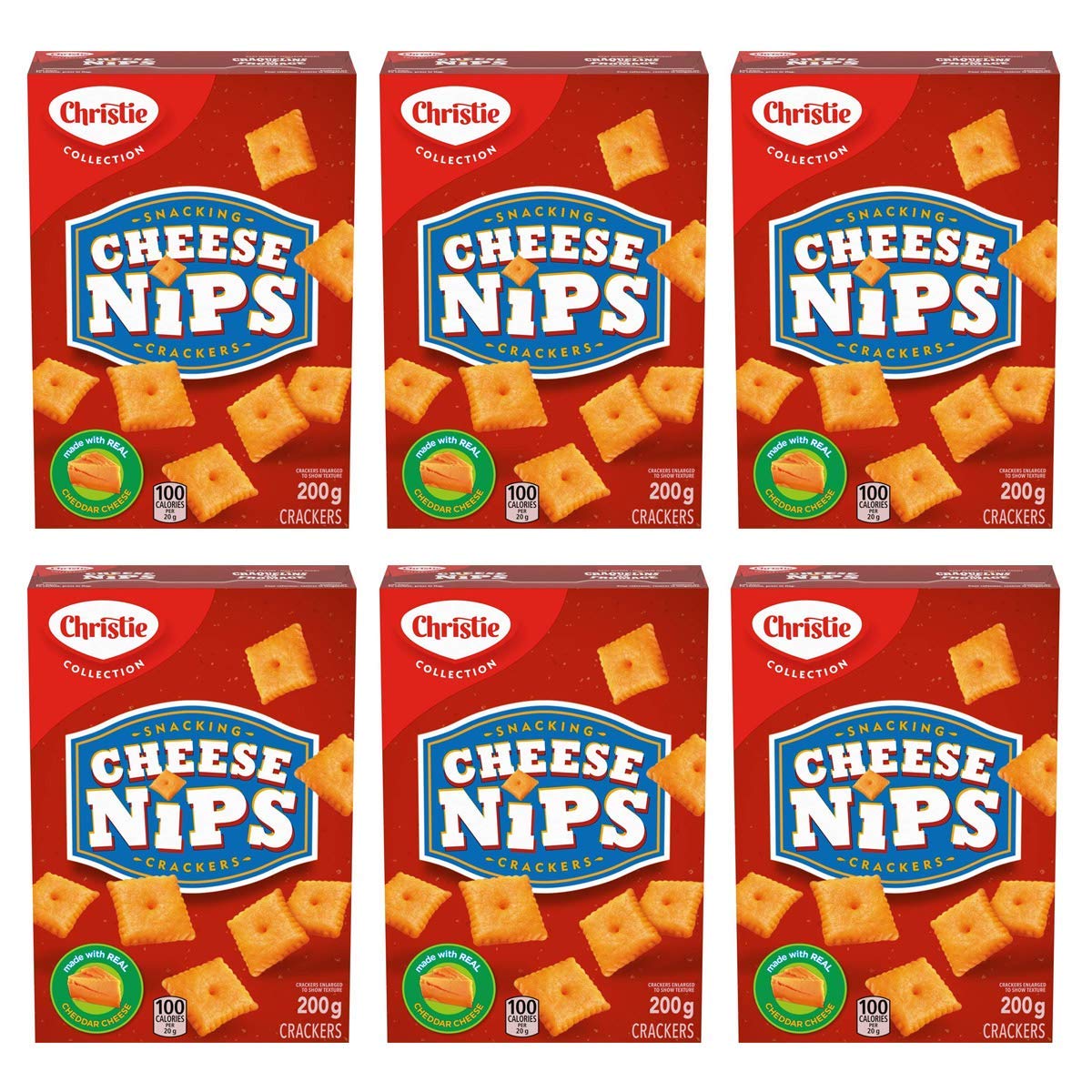 Christie Cheese Nips Cheddar Baked Snack Crackers, 200g/7.05oz, 6-Box (Imported from Canada)