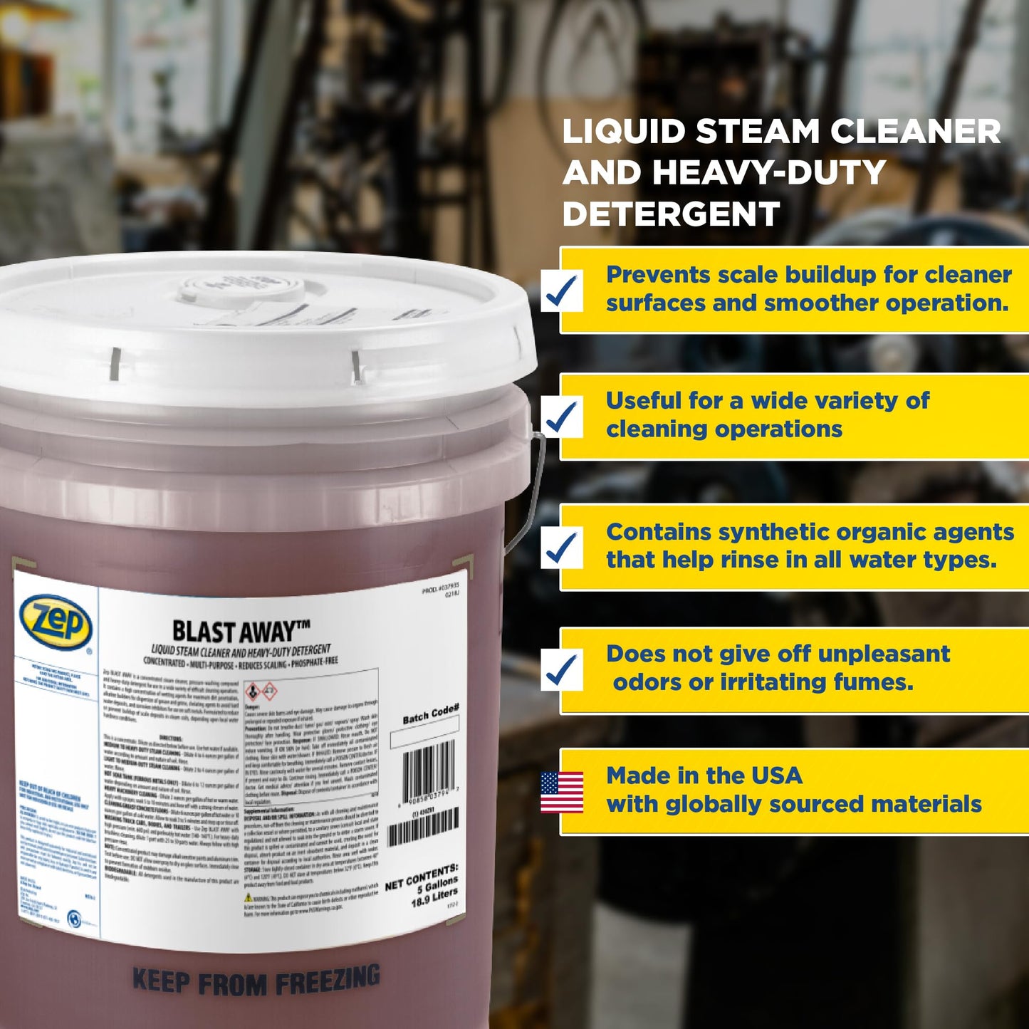 Zep Blast Away Liquid Steam Cleaner and Heavy-Duty Detergent - 5 Gallon (Each) 37935
