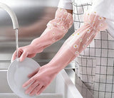 ITISMUNGO Dishwashing Cleaning Gloves Thick Waterproof Tear-Resistant Household Rubber Cleaning Gloves with Long Elastic Cuffs for Kitchen Laundry