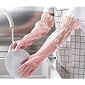 ITISMUNGO Dishwashing Cleaning Gloves Thick Waterproof Tear-Resistant Household Rubber Cleaning Gloves with Long Elastic Cuffs for Kitchen Laundry