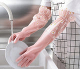 ITISMUNGO Dishwashing Cleaning Gloves Thick Waterproof Tear-Resistant Household Rubber Cleaning Gloves with Long Elastic Cuffs for Kitchen Laundry