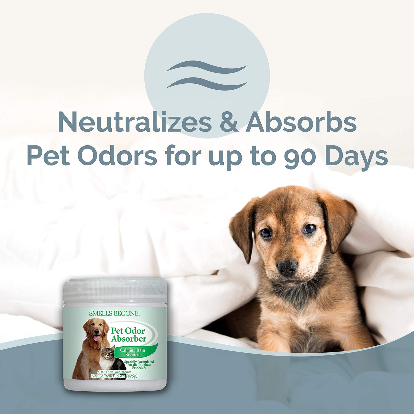 SMELLS BEGONE 15oz Gel Odor Eliminator - Absorb & Remove Tough Odors in Pet Areas, Bathrooms, Basements, Garage, Cars, RVs & Boats - Eliminate Odors