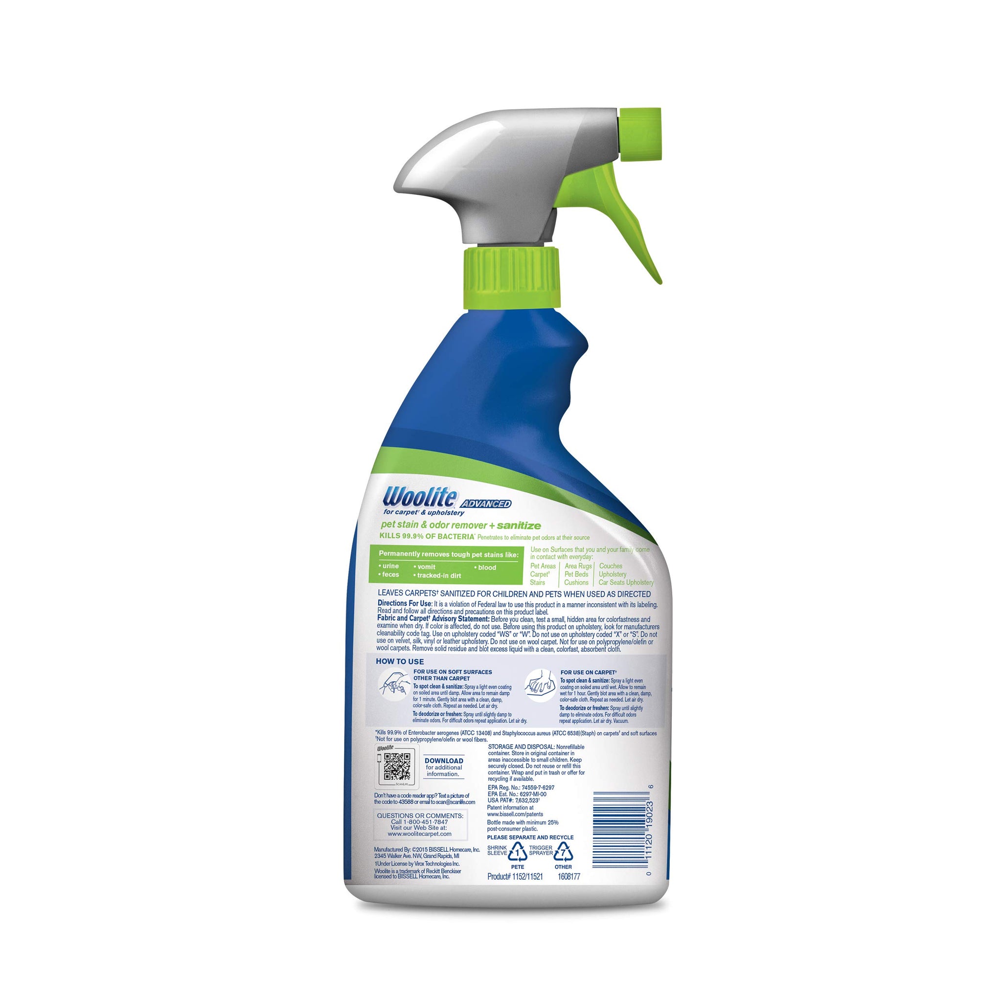 Bissell Woolite Advanced Pet Stain & Odor Remover + Sanitize, 11521 (22fl oz)