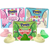 Peeps Marshmallow Chicks Assortment, Sour Watermelon, Cotton Candy & Party Cake Flavors - Easter Candy Treats, Dessert Toppers & Basket Stuffers, 10