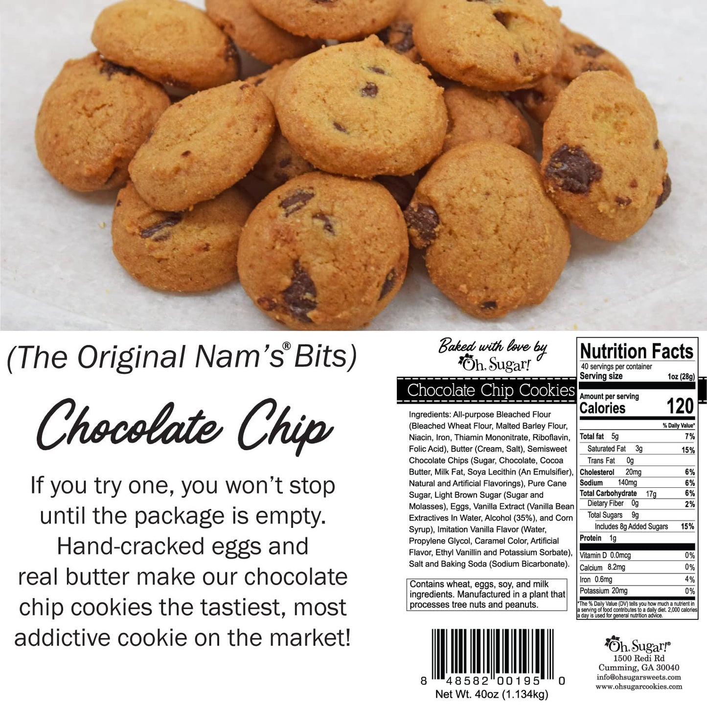 Nam's Bits Chocolate Chip Cookies - Nurse Medical Thanks Gallon Jar - NHT