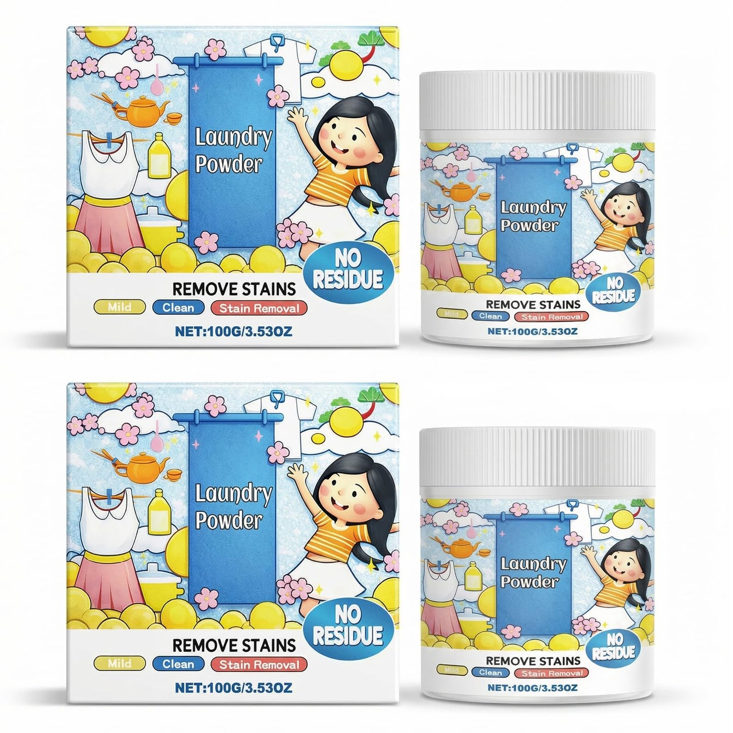 2 PCS Oxygen Laundry Powder,Hyper Concentrated Strong Stain Remover Powder,for Everyday Fabrics,Stain Remover for Clothes Laundry, Lifts Tough Stains