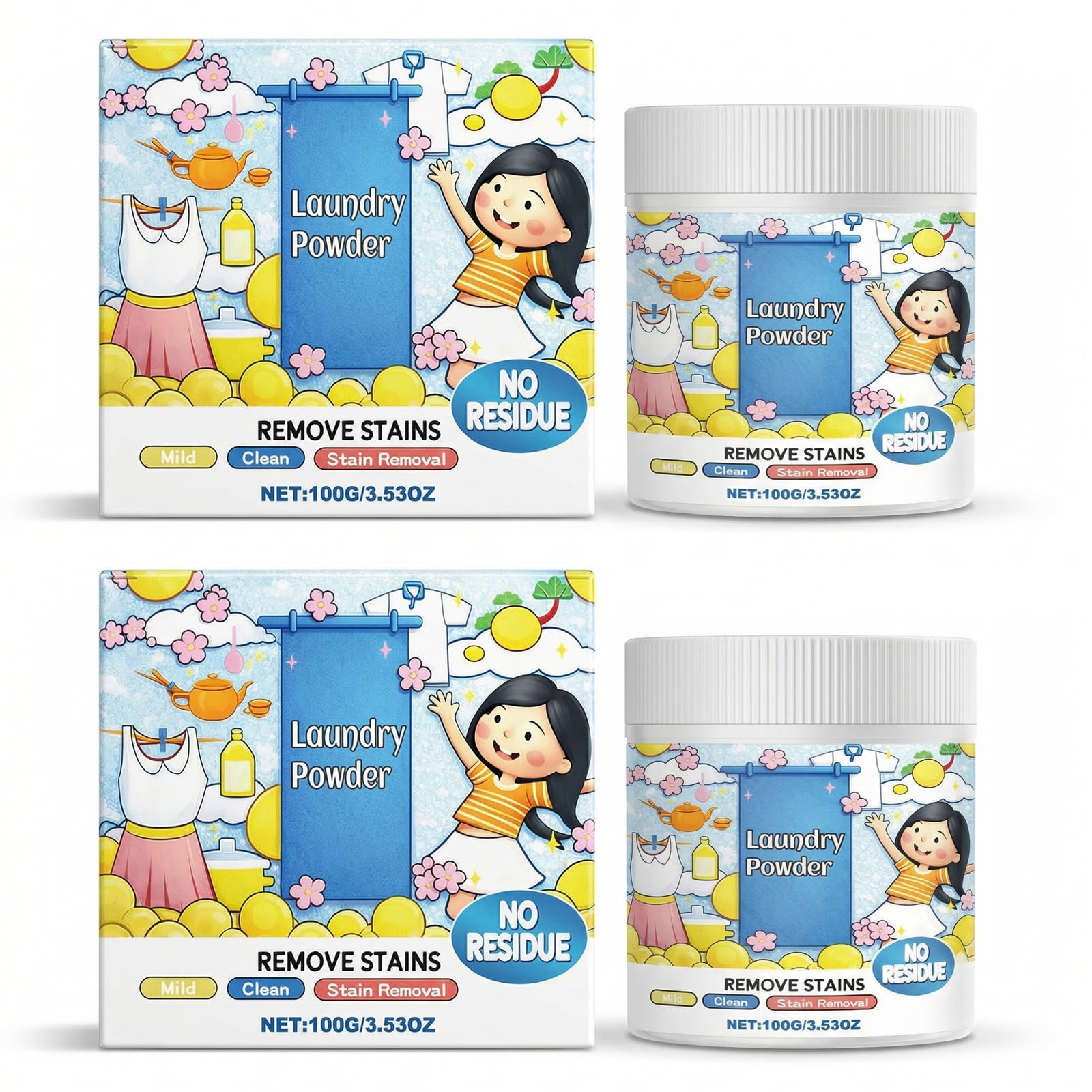 2 PCS Oxygen Laundry Powder,Hyper Concentrated Strong Stain Remover Powder,for Everyday Fabrics,Stain Remover for Clothes Laundry, Lifts Tough Stains