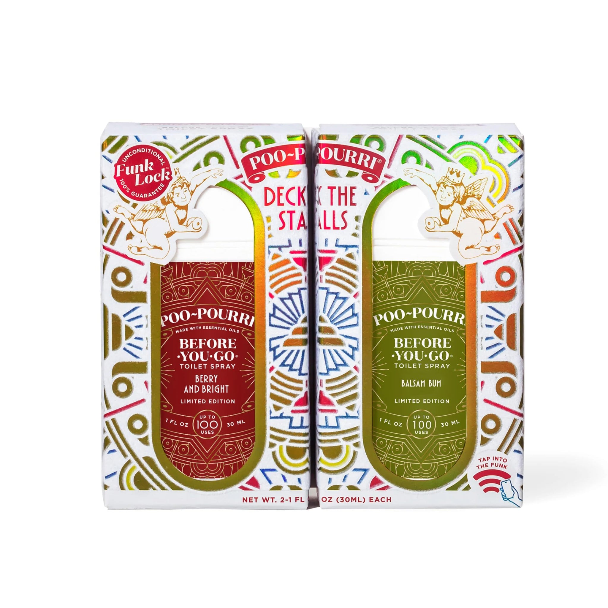 Poo-Pourri Deck The Stalls Tear Away Gift Set, Berry and Bright 1 Fl Oz Pocket Sprayer and Balsam Bum 1 Fl Oz Pocket Sprayer