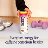 Benny Raspberry Hibiscus Sparkling Clean Energy Drink | 80mg Natural Caffeine Yerba Mate | Lion's Mane & Ginseng | 1g Sugar, 5 Calories | No