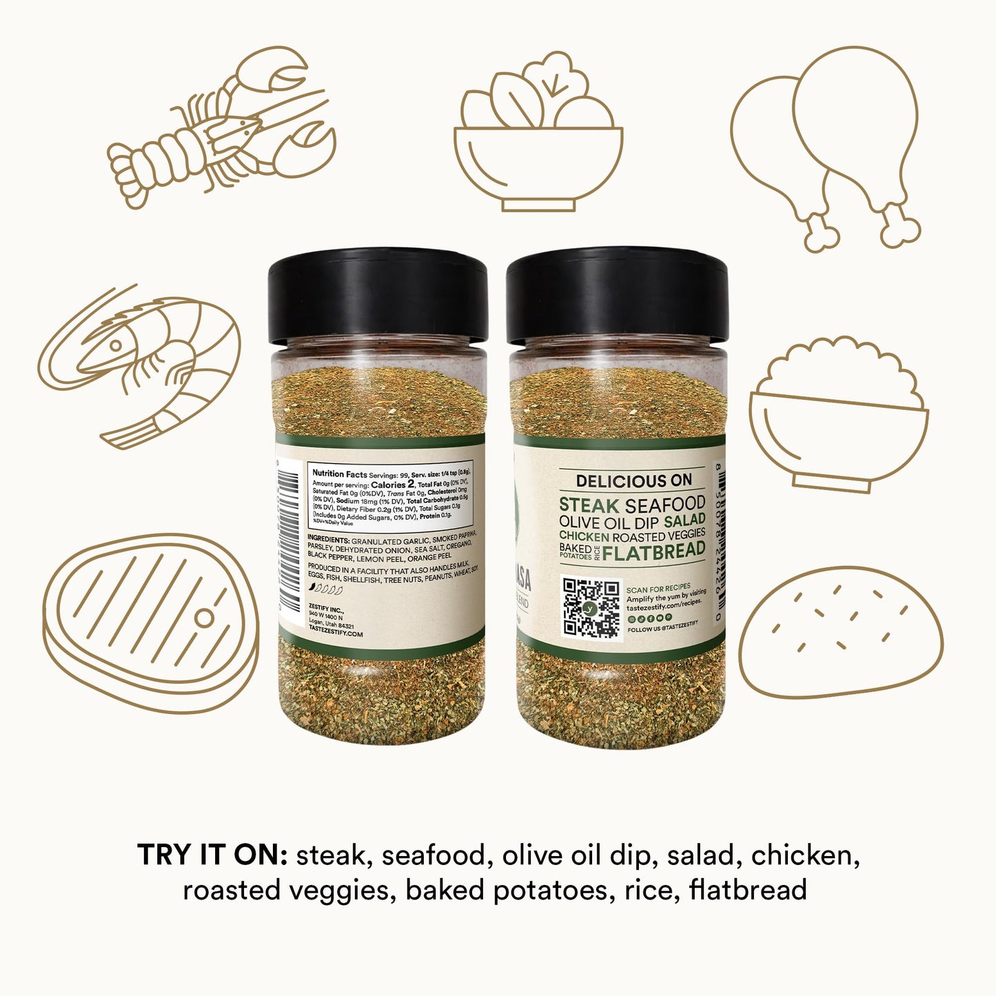 Zestify Chimi Brasa - Chimichurri Seasoning | Dry Rub, Marinade and Sauce Mix for Bread Dip & BBQ | Gourmet Argentine Herb Spice Blend (3 oz Shaker)