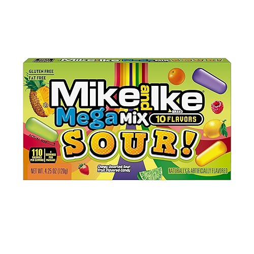 Mike and Ike Candy, Mega Mix Sour, 4.25oz Theater Box, Pack of 12