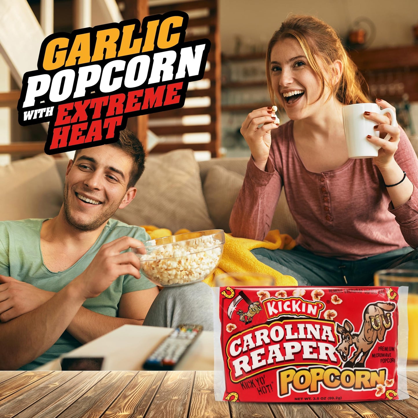 ASS KICKIN’ Carolina Reaper Pepper Microwave Popcorn - 12 Pack - Ultimate Spicy Gourmet Gift Popcorn - Makes a Great Movie Theater Popcorn or Snack
