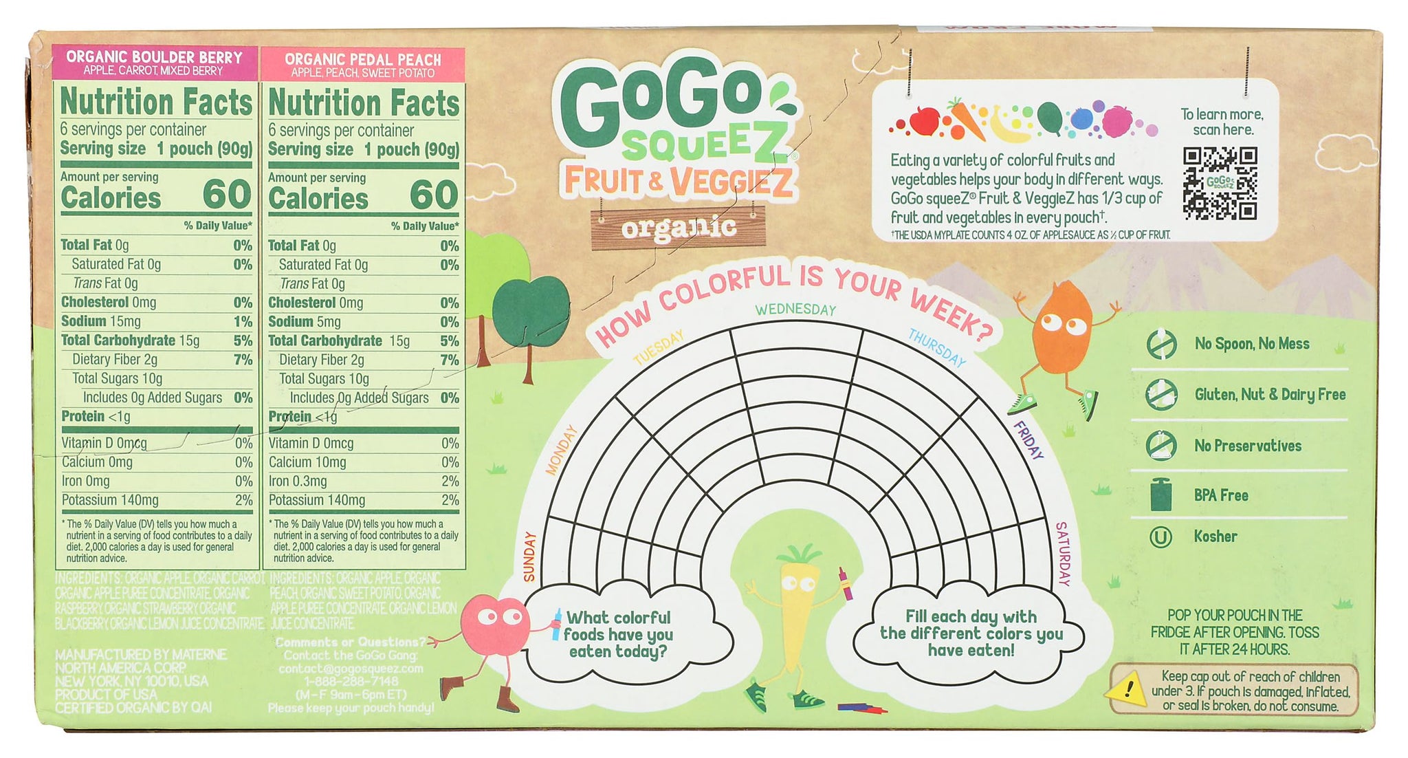 Gogo Squeez, Fruit And Veggies Blend Berry Boulder Pedal Peach, 38.4 Ounce