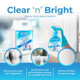 Hygea Natural Clear 'n' Bright - Glass Cleaner Spray - Streak-Free & Ammonia-Free Window Cleaning - Window & Mirror Cleaning Supplies - Safe & Fast