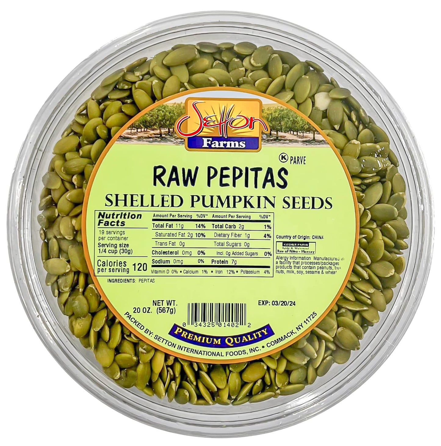 Pumpkin Seeds Shelled (Pepitas)| Raw |Premium Quality | Bulk Value Size 20 Oz.
