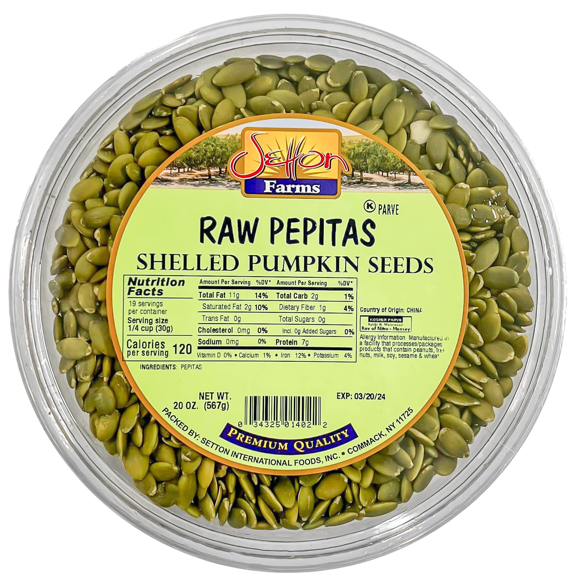 Pumpkin Seeds Shelled (Pepitas)| Raw |Premium Quality | Bulk Value Size 20 Oz.