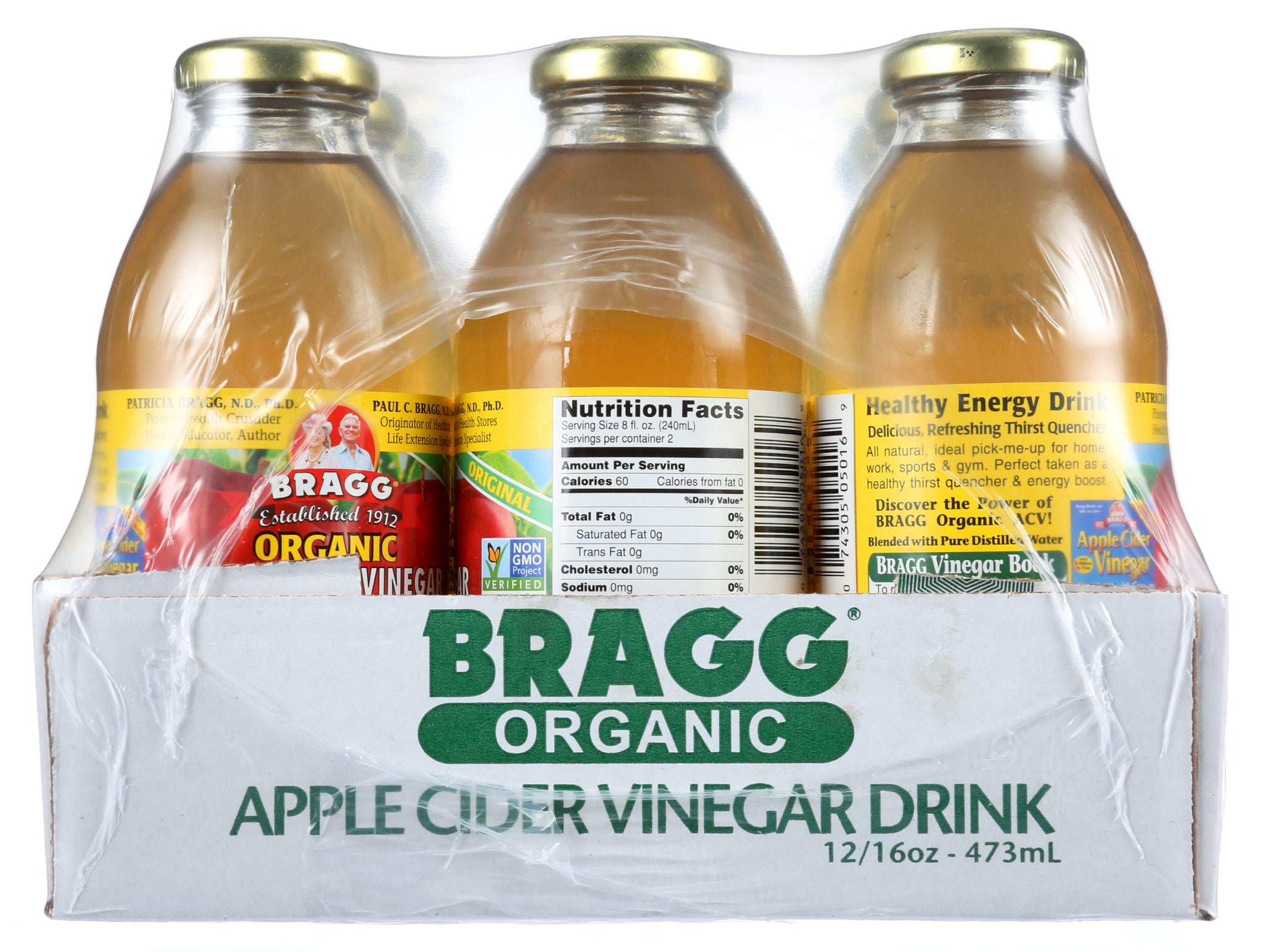 Bragg Organic Apple Cider Vinegar Drink, Apple Cider Vinegar & Honey, 16 Ounce (Pack of 12)
