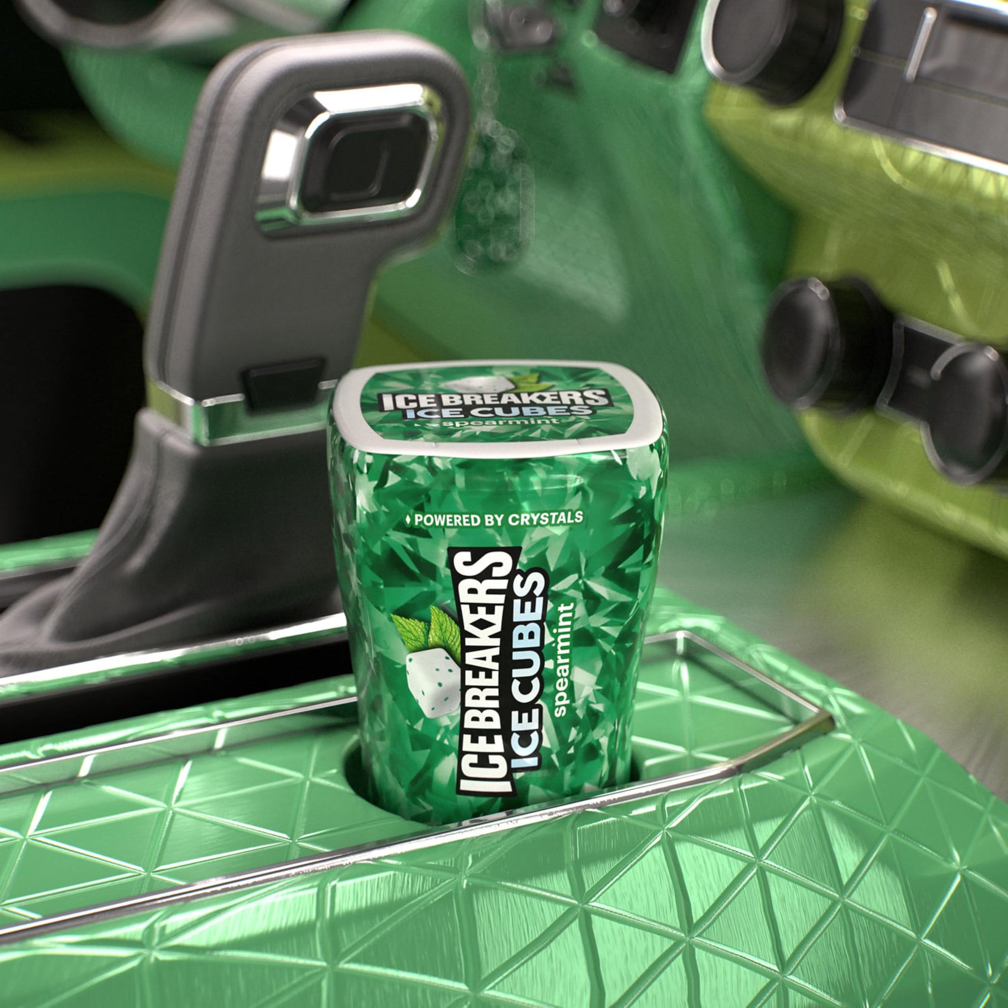 ICE BREAKERS Ice Cubes Spearmint Sugar Free Chewing Gum Bottle, 3.24 oz (40 Pieces)