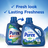 Purex Fresh Mountain Breeze Liquid Laundry Detergent, 150 fl oz, 115 loads.