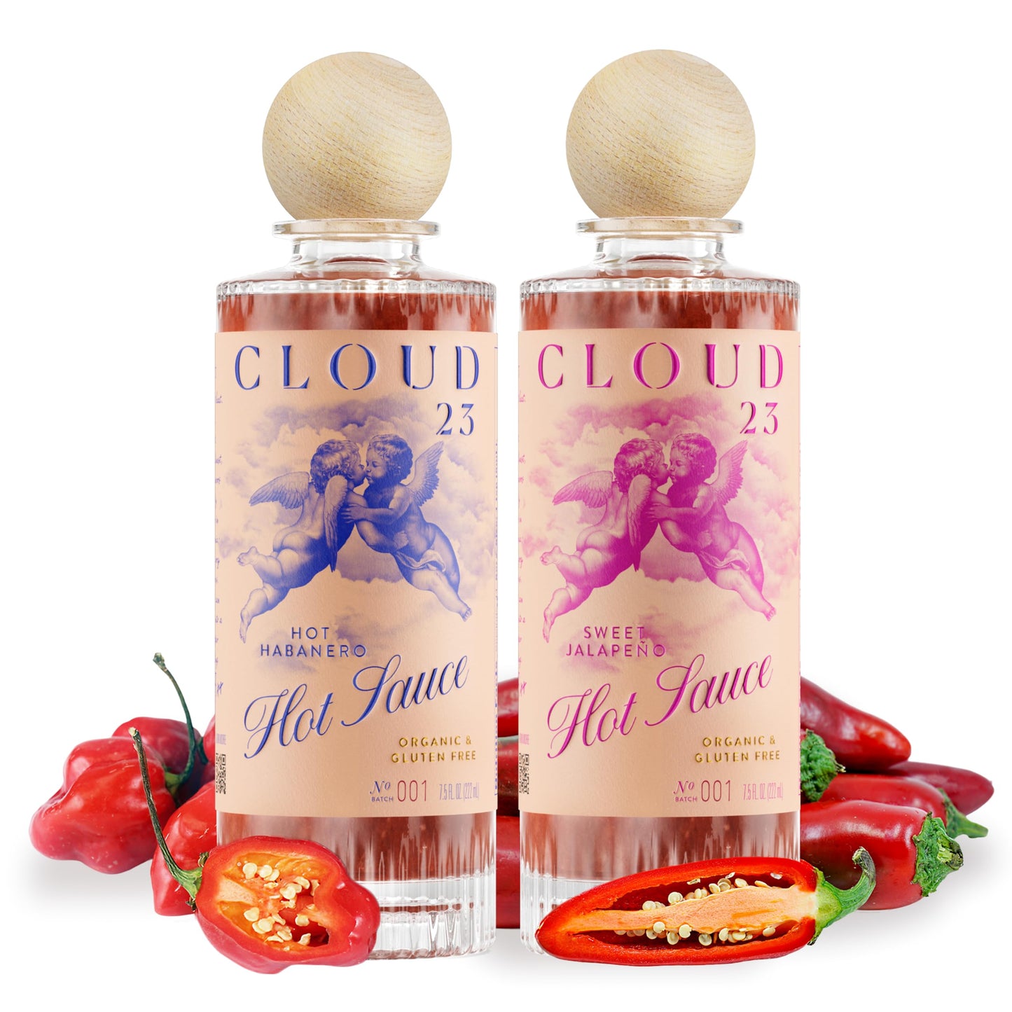 Cloud23 Hot Sauce Variety pack - Hot Habanero & Sweet Jalapeno - Bold Pepper Flavors with Tangy Lemon, Lime, and Garlic - Kosher Certified Pure