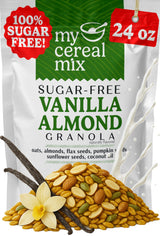 MyCerealMix Vanilla Almond Sugar-Free Granola, 24 oz - Keto & Diabetic-Friendly, Plant-Based, No Added Sugar, Gluten-Free, High Fiber, Allulose & Monk