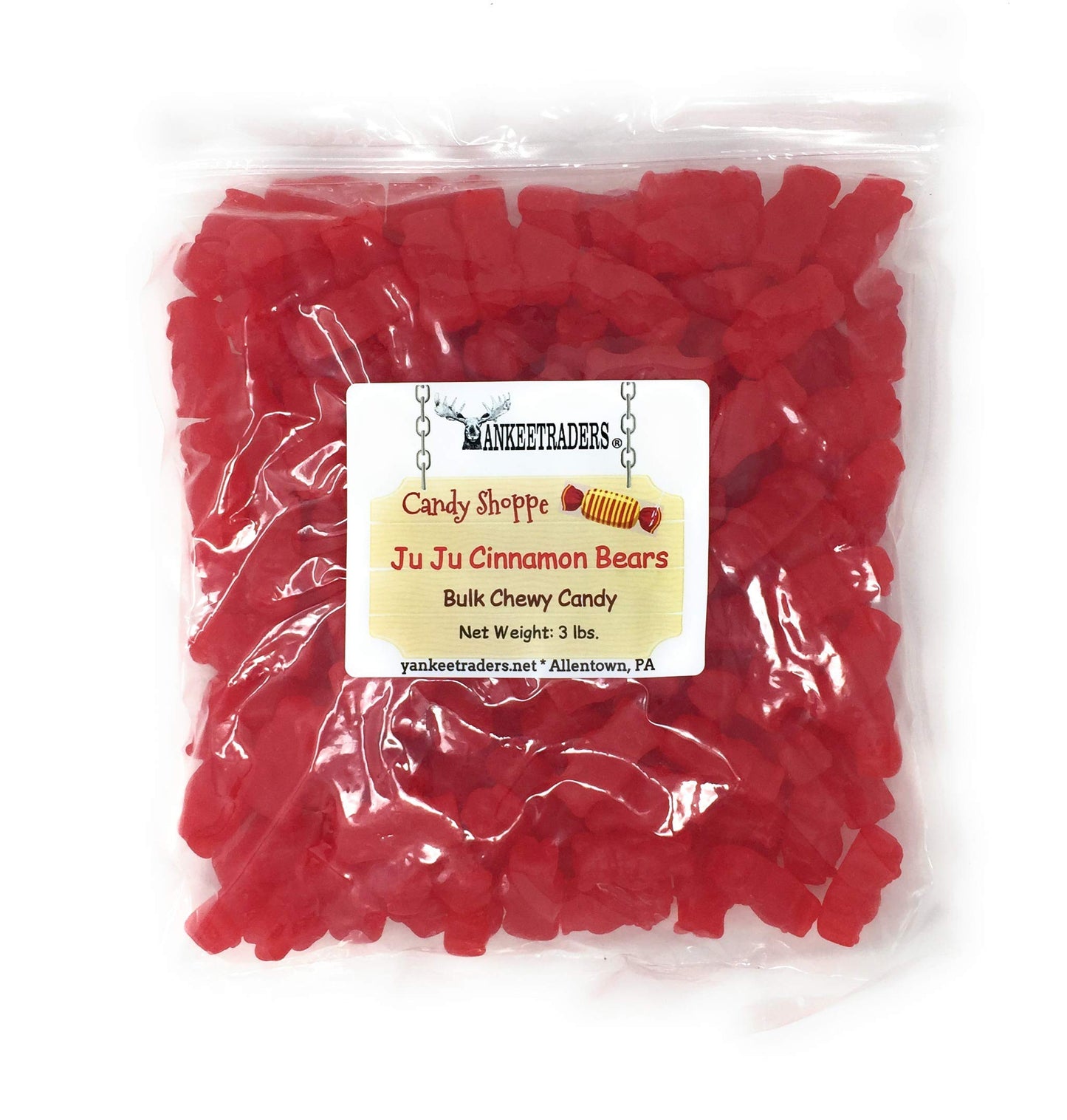 YANKEETRADERS, Ju Ju Cinnamon Bears Candy, 3 lb Bulk Size