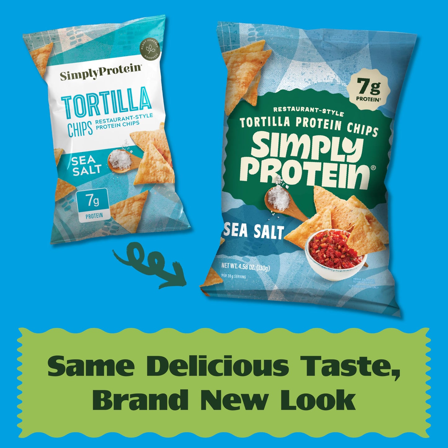 Simply Protein - Tortilla Chips, Restaurant Style Protein Chips, Sea Salt (3-Pack) - 7g Protein, 140 Calories, Gluten Free, Vegan - Plant Based