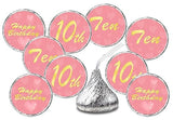 10th Birthday Kisses Stickers, Ten Pink Kiss Labels for Girl Happy Birthday Party, Chocolate Drop Tabletop Decorations, Candy Not Included. Made in