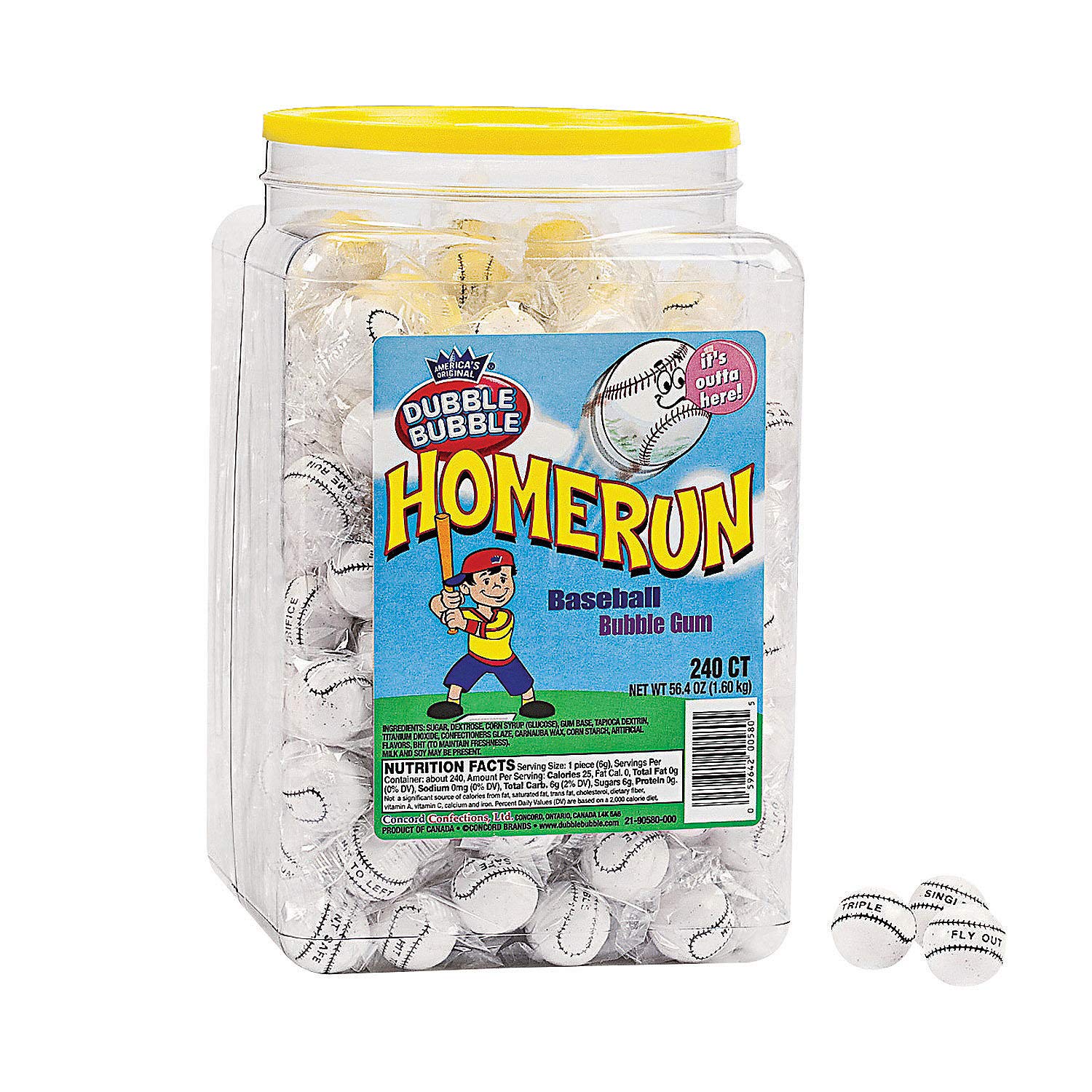 Dubble Bubble Homerun Gumballs - 240 Individually Wrapped