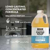 HARRIS Multi-Purpose Pure Liquid Castile Soap with Micro Fiber Towel for Home Cleaning, For Dish Soap, Laundry Detergent, Kitchen and Bathroom