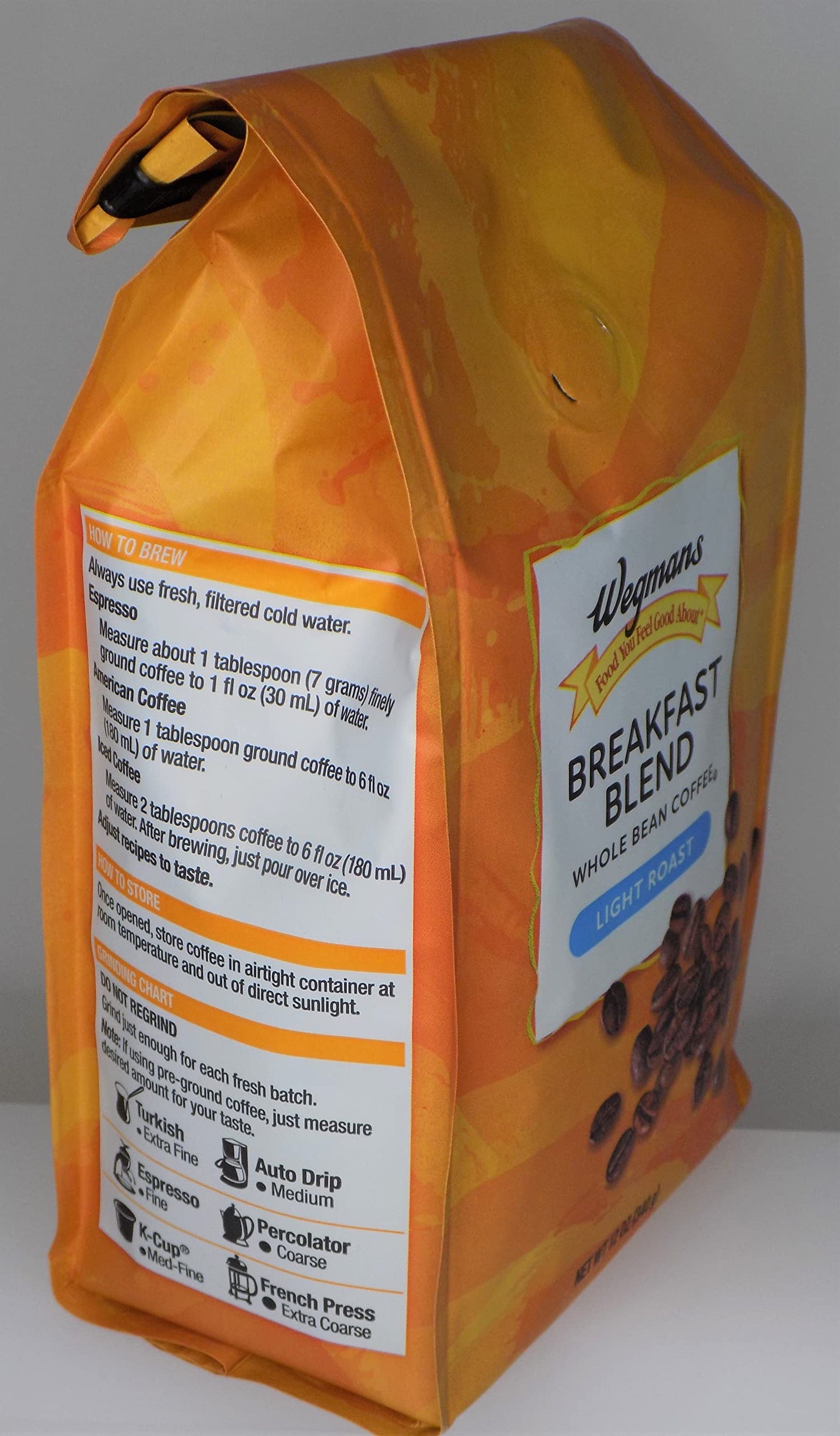 Wegman's Whole Bean Coffee "Breakfest Blend" 12oz Bag Light Roast