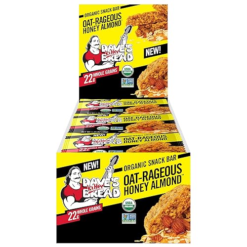 Dave's Killer Bread Oat-Rageous Honey Almond Organic Snack Bars, 12 Individually Wrapped Snack Bars (Pack of 1)