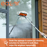 Eazer 46'' Professional Window Cleaner Tool, 2-in-1 Rotatable Squeegee for Window Cleaning Kit, Window Washing Equipment Kit with Threaded Extension