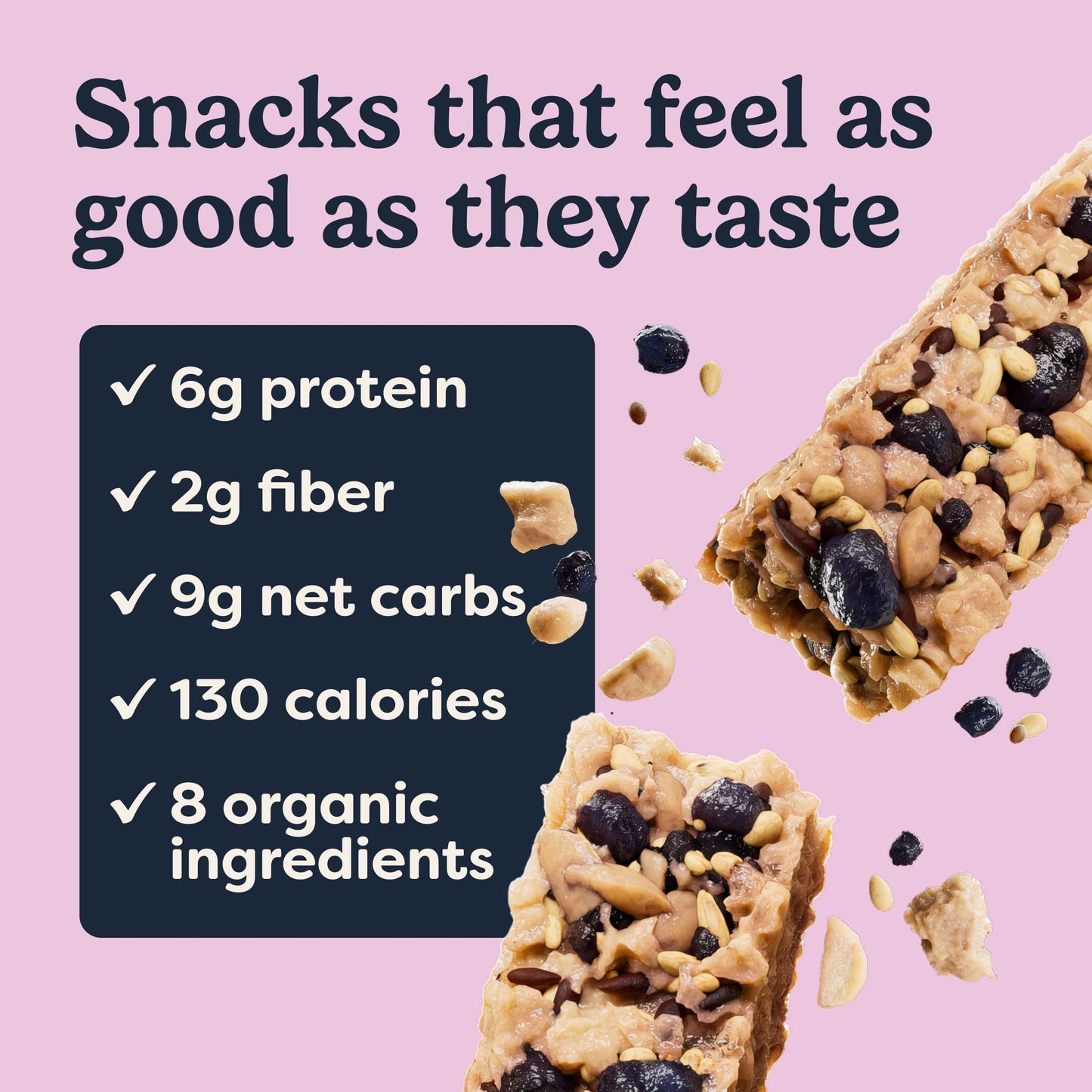 Tosi Nut Bars, Cashew Blueberry, Healthy Snacks for Adults & Kids, Plant Based Crunchy Bars (6G Protein), Organic Keto Snacks, Vegan, Gluten & Soy