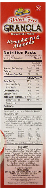 Sam Mills Gluten Free Strawberry and Almonds Granola, 12 Ounce