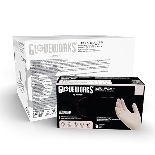 GLOVEWORKS Ivory Latex Industrial Disposable Gloves 4 Mil, Medium 1000