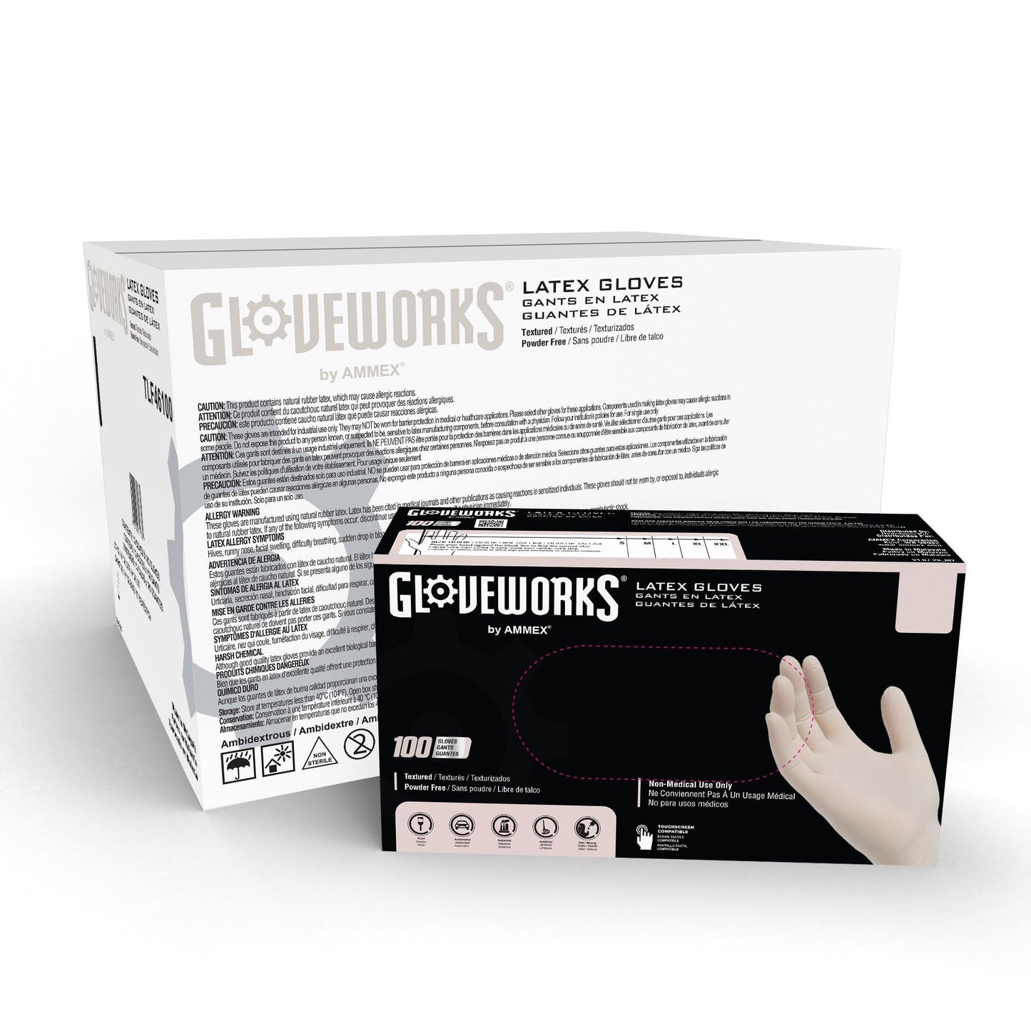GLOVEWORKS Ivory Latex Industrial Disposable Gloves 4 Mil, Medium 1000