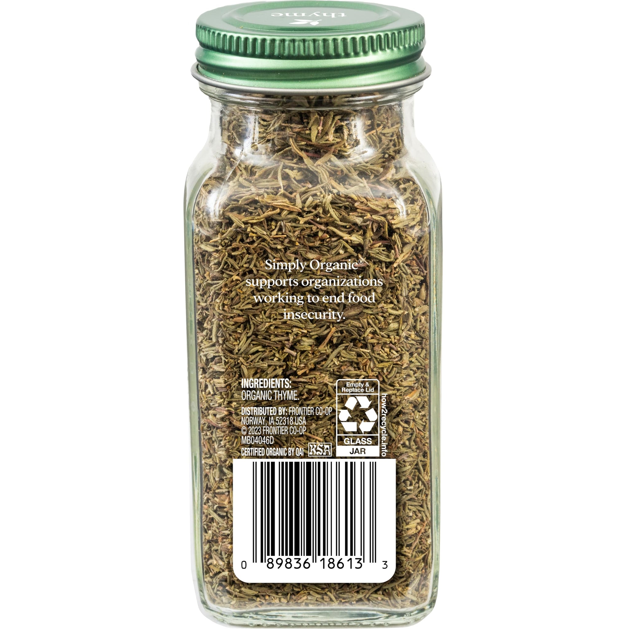 Simply Organic Whole Thyme Leaf, 0.78 Ounce Jar, Woodsy, Herbaceous, Plesantly Aromatic Thyme, Non GMO, NO ETO's, Kosher