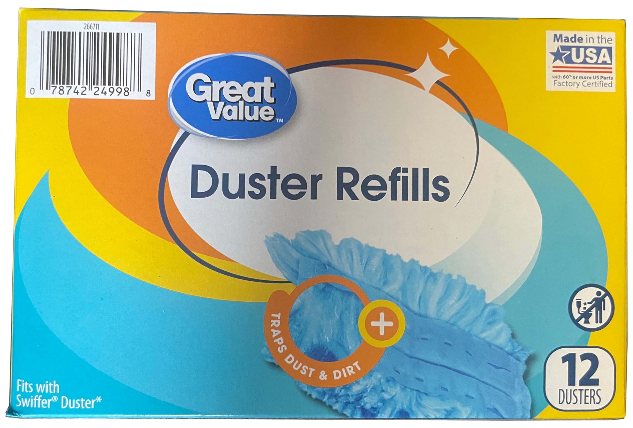 Great Value Duster Refills - 12 Count, 2 Pack, 24 Count Total - Dirt, Dust & Hair Trapping Fibers