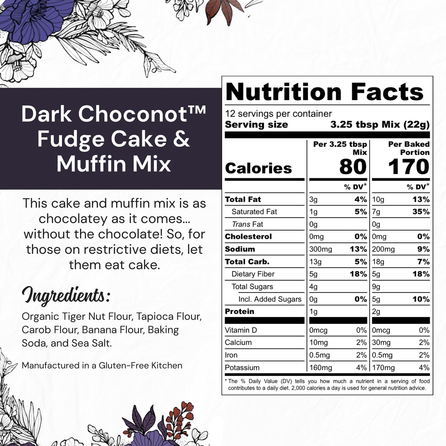 eat G.A.N.G.S.T.E.R. Dark Choconot Fudge Cake & Muffin Mix, Allergy-Friendly Baking Mix, Grain-Free, No Dairy, Nuts, Gluten, Dairy, For Vegan, Paleo & AIP Diets, Chocolate Cakes, Muffins and Cupcakes