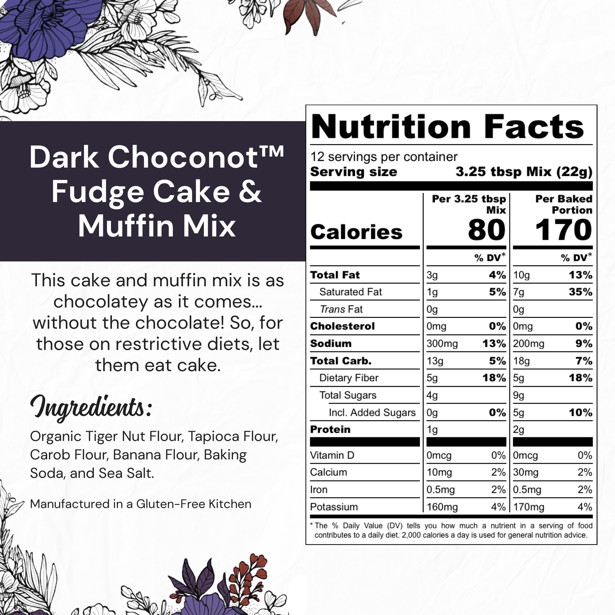 eat G.A.N.G.S.T.E.R. Dark Choconot Fudge Cake & Muffin Mix, Allergy-Friendly Baking Mix, Grain-Free, No Dairy, Nuts, Gluten, Dairy, For Vegan, Paleo & AIP Diets, Chocolate Cakes, Muffins and Cupcakes