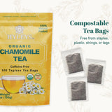 Hyleys Chamomile Tea Organic - 100 Tea Bags - Caffeine Free Herbal Tea