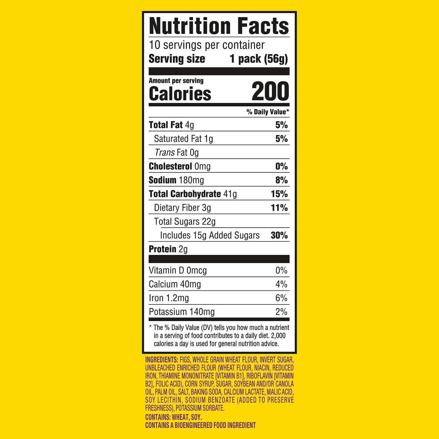 NEWTONS Soft Baked Real Fruit Fig Bars, Fig Cookies, 10 Snack Packs (2 Cookies Per Pack)