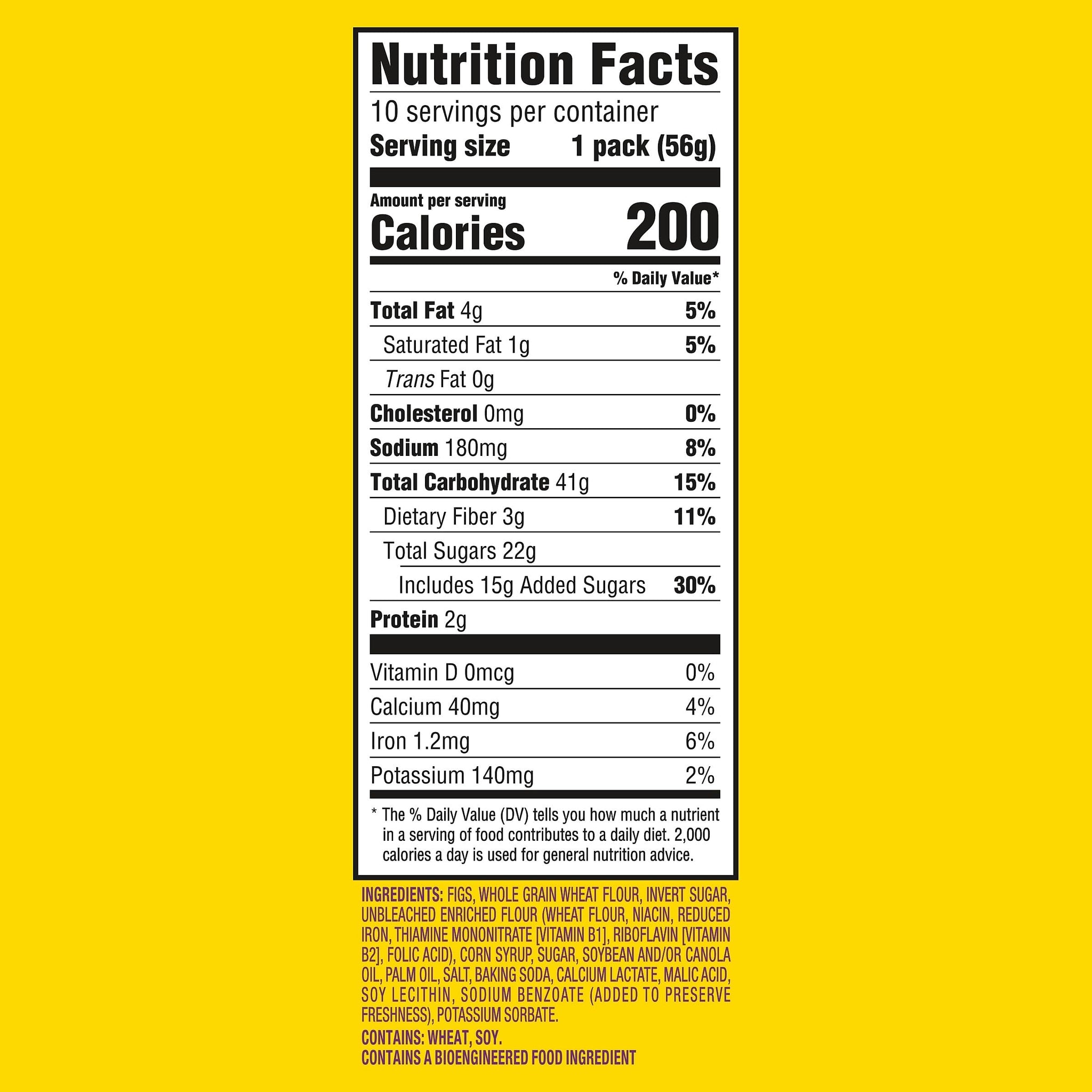 NEWTONS Soft Baked Real Fruit Fig Bars, Fig Cookies, 10 Snack Packs (2 Cookies Per Pack)