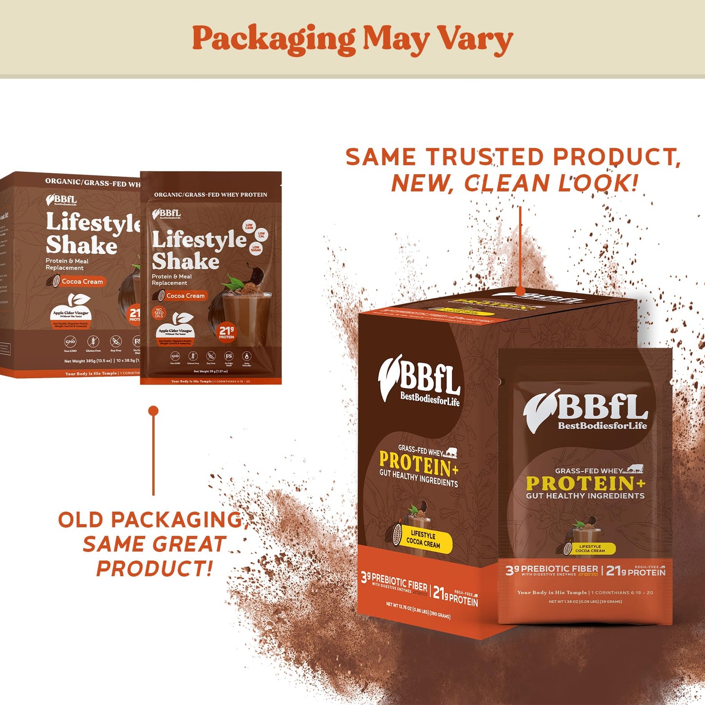BBfL Grass-Fed Whey Protein Shake - 21g rBGH-Free Protein, Cocoa + Apple Cider Vinegar, Prebiotics, Digestive Enzymes, Supports Gut Health