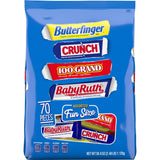Butterfinger and Co. Bulk Chocolatey Candy Bag, Mix of Fun Size Butterfinger, CRUNCH, Baby Ruth and 100 Grand Milk Chocolatey Bars, Easter Basket