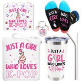 MerriBox Kpop Gifts for Girls - Stainless Steel Tumbler, Canvas Tote Bag, Socks & Keychain - Kpop Accessories Christmas Birthday Gift for Kpop Girls